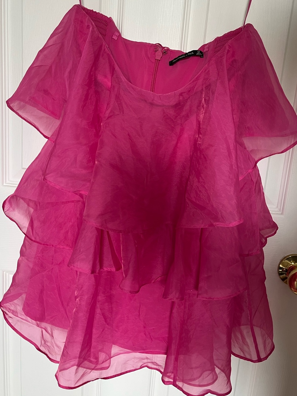 Abercrombie & Fitch Strapless Pink Tiered Mini Dress - Picture 2 of 4